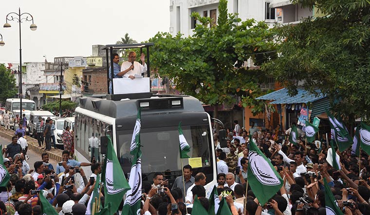 The aspiring kingmaker: Patnaik at a roadshow in Berhampur district | Dhruba Mishra