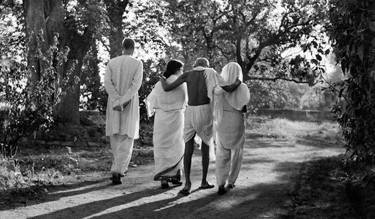 Walk in Wisdom: Gandhi and his companions with Khan Abdul Ghaffar Khan | Photo courtesy: Navajivan Trust