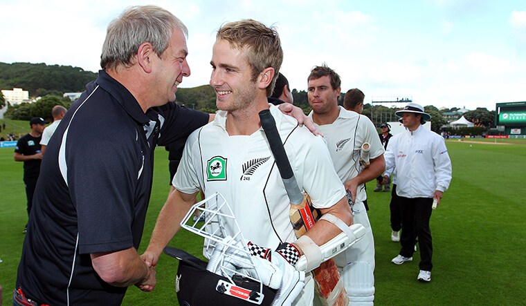 WELLINGTON, NEW ZEALAND - MARCH 27:  Kane Williamson of New Zealand leaves the field at the conclusion of day five of the Third Test match between New Zealand and South Africa at Basin Reserve on March 27, 2012 in Wellington, New Zealand.  (Photo by Hagen Hopkins/Getty Images)