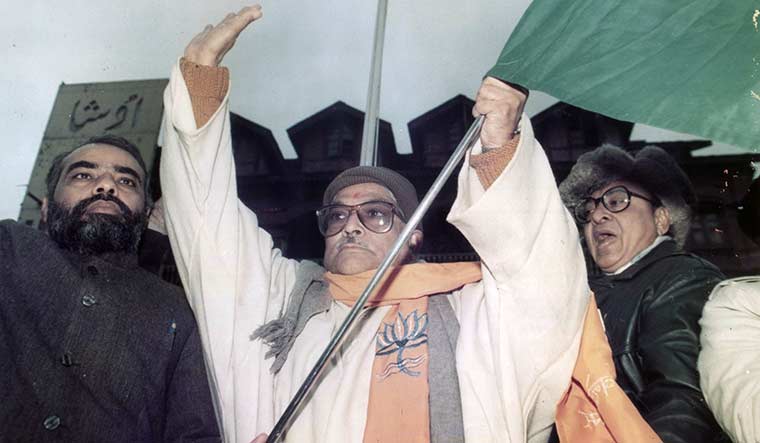 Modi and Murli Manohar Joshi at the chowk in January 1992 | P. Mustafa/ Malayala Manorama