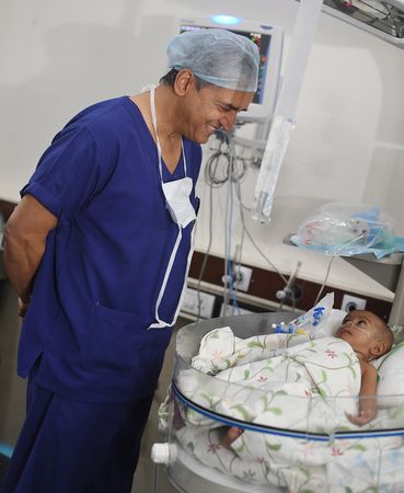 Child support: Dr Devi Shetty at a paediatric ward at Narayana Health, Bengaluru | Bhanu Prakash Chandra
