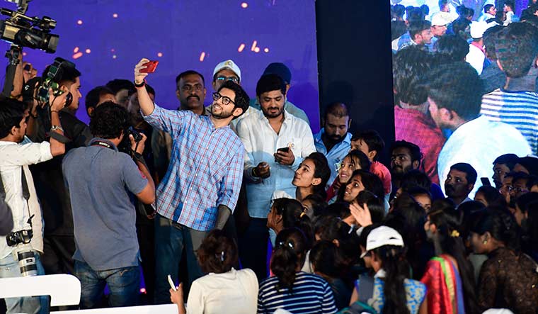 Eyes on the prize: Aditya Thackeray takes a selfie at a rally in Nashik | Amey Mansabdar