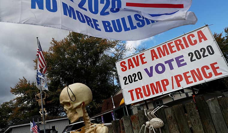 Halloween decorations and support for Trump at a yard in Warren, Ohio  | Reuters