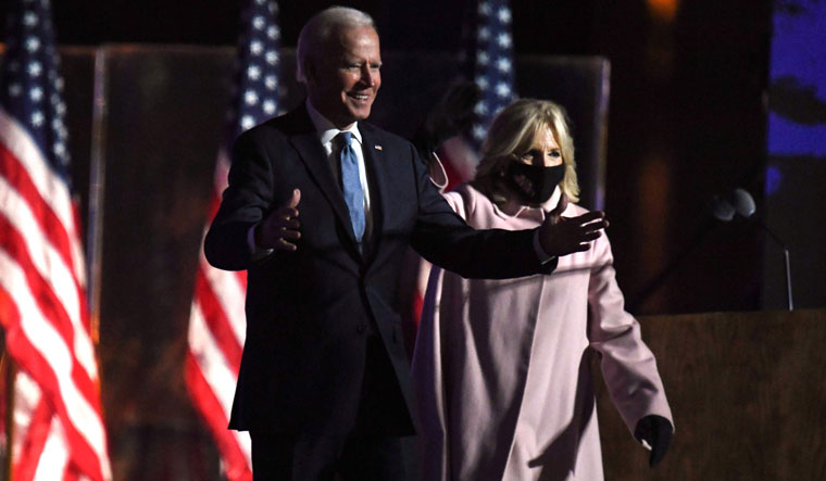 Support system: Joe and Jill Biden at the Chase Center in Wilmington, Delaware | AFP