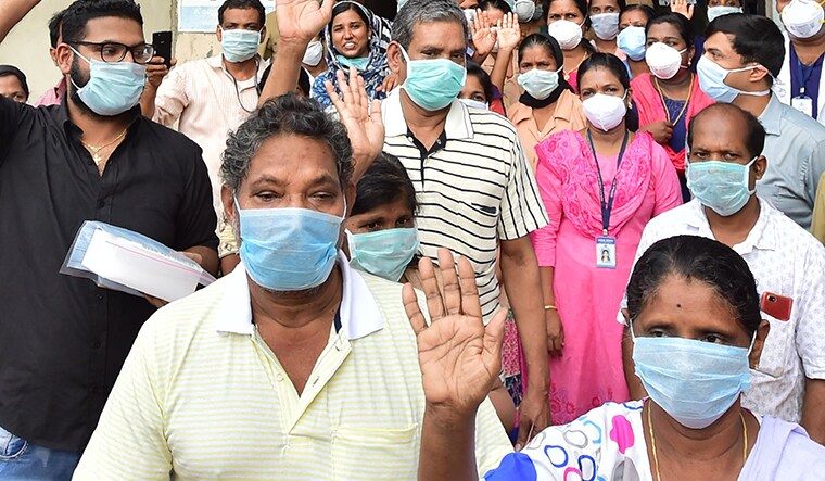 The family members from Konni who came from Italy leaves the Pathanamthitta District hospital after curing from Covid 19. Photo Aravind Venugopal