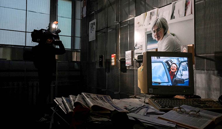 Unending fight: A memorial to Anna Politkovskaya at the Novaya Gazeta office | AFP