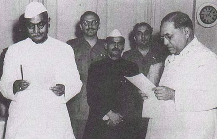 Change agent: B.R. Ambedkar being sworn in as the first law minister.