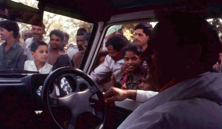 Home turf: Rajiv Gandhi during one of his trips to Amethi | Victor George