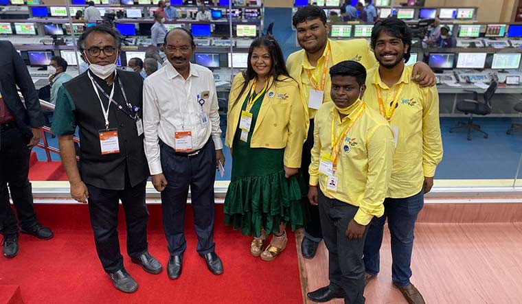 Space no bar: The Spacekidz team with ISRO chairman, K. Sivan.