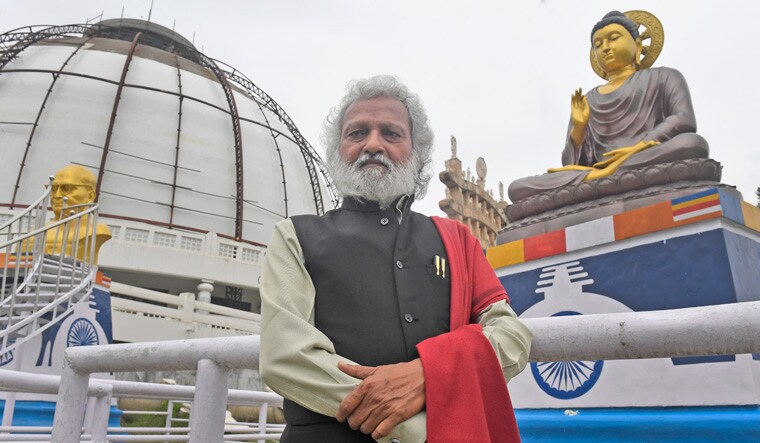 Pilgrim’s take: Jogendra Kawade, president of the Peoples Republican Party, at Deekshabhoomi | Amey Mansabdar