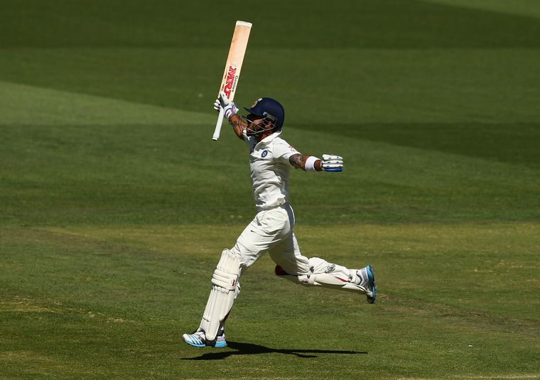 Going all in: Kohli was stand-in captain in place of an injured Dhoni at the Adelaide Test against Australia in December 2014. Giving an early hint of his guiding philosophy, he scored back-to-back tons and tried to win the match even at the risk of failure | Getty Images