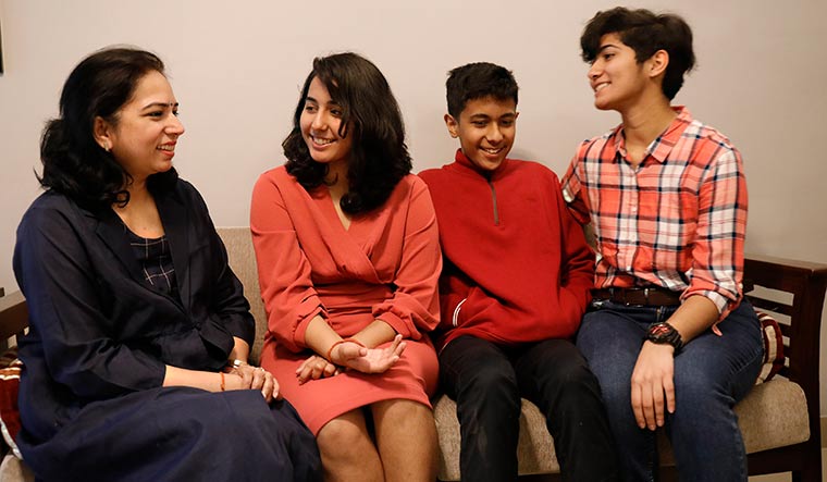 All in the family: Colonel M.N. Rai’s wife, Priyanka, with children Alka, Aditya and Richa | Pawan Kumar