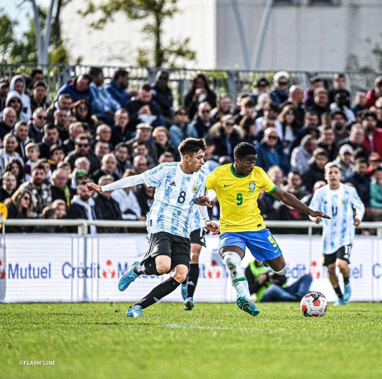 Strike force: Endrick in action at the Under-17 Montaigu Tournament final against Argentina in France, this year. Thanks to his goal, Brazil won the cup after 38 years.