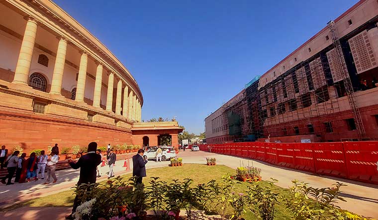 A stone’s throw: The new Parliament building under construction near the current one | J. Suresh