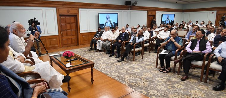 Winds of change: Prime Minister Narendra Modi interacting with senior bureaucrats | PIB