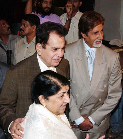 Dilip Kumar and Amitabh Bachchan with Lata | PTI