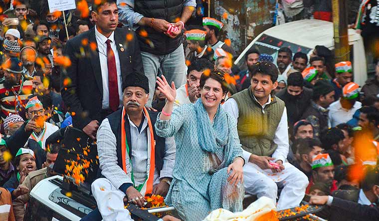 Up to the task: Priyanka during a road show in Moradabad on February 10 | PTI