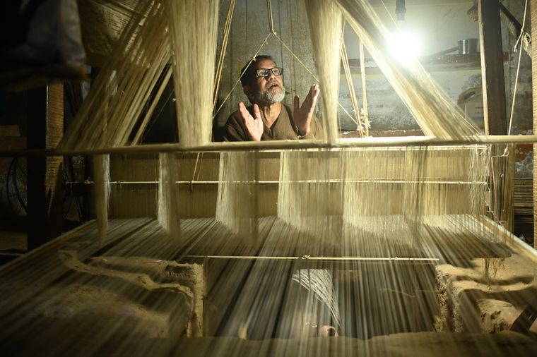 Plaintive Music of the looms: Handloom weaver Jameel in his house.