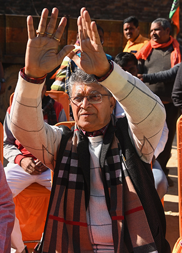 Banking on faith: BJP candidate Ved Prakash Gupta during his campaign in Ayodhya | Salil Bera