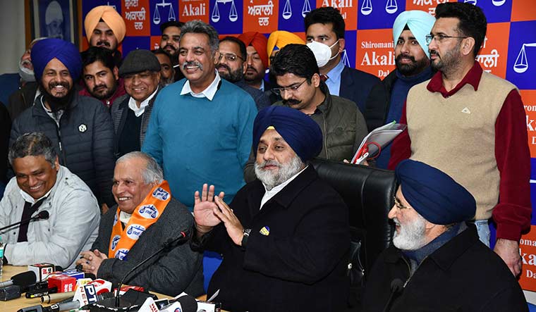 Leading from the front: SAD president  Sukhbir Badal at the party office in Chandigarh | Sanjay Ahlawat