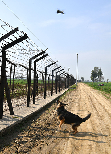 Sniffing out: The BSF is training dogs for drone detection at the Wagah border.