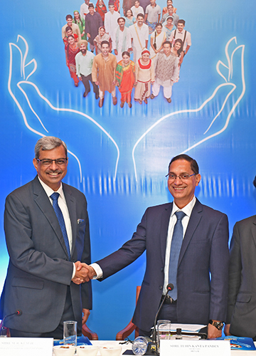 New beginning: LIC chairman M.R. Kumar with Tuhin Kanta Pandey, DIPAM secretary | Amey Mansabdar