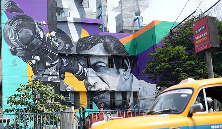 Tribute to the master: A Satyajit Ray mural in Kolkata | Salil Bera