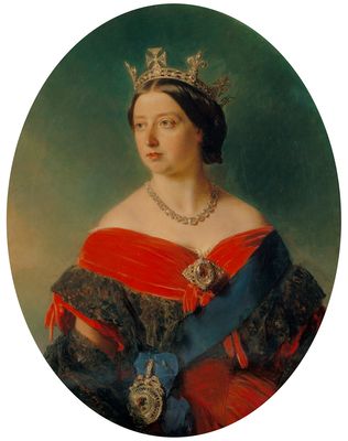 A painting of Queen Victoria wearing the Koh-i-Noor brooch by Franz Xaver Winterhalter.
