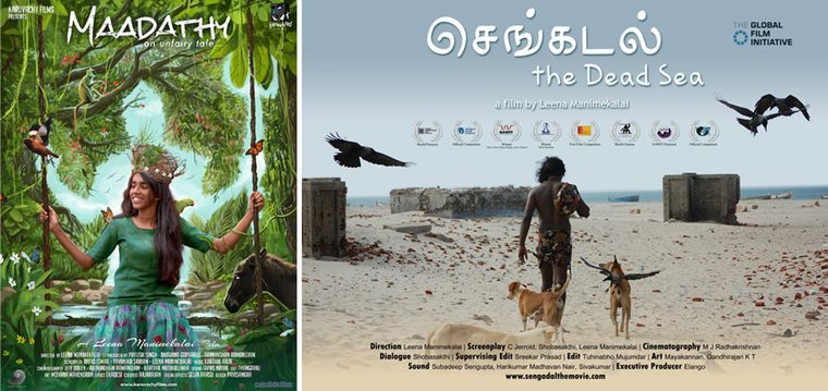 Been there before: Posters of Manimekalai’s two earlier films.