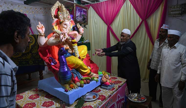 United in devotion: Hindus and Muslims participate in the Ganesh Utsav at the Kharkana dargah in Kurundwad | Bhanu Prakash Chandra