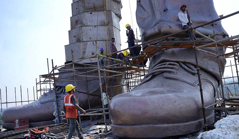 Big shoes to fill: Base of the Ambedkar statue in Hyderabad | Satyanarayan Gola