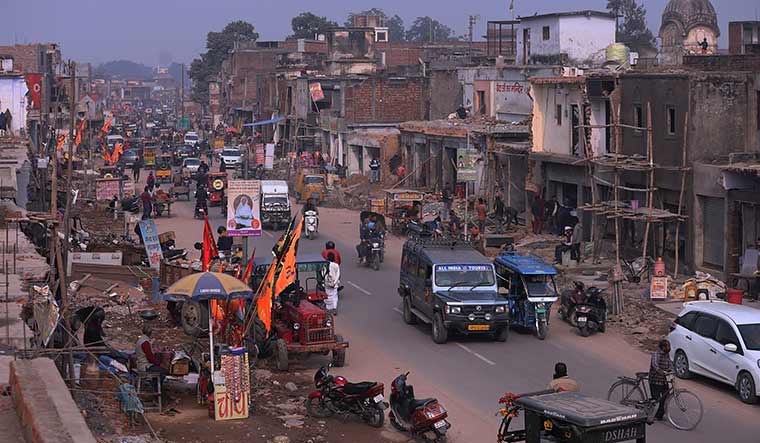 The main street in Ayodhya is being widened.