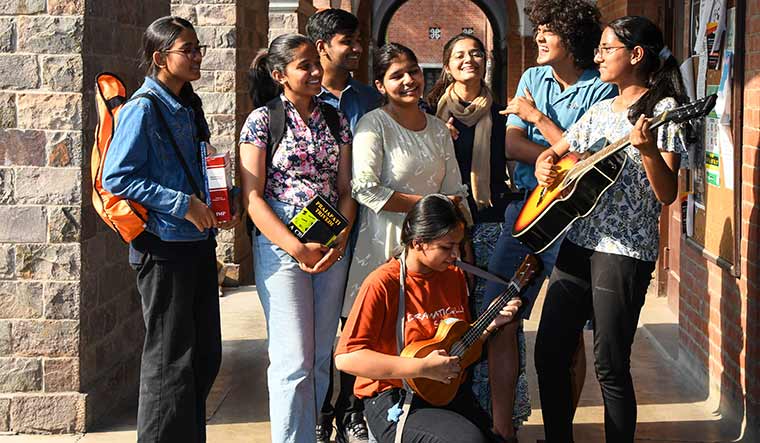 Double delight: Students at St. Stephen’s College, Delhi, which is ranked first in arts and science, in THE WEEK-Hansa Research Survey 2023 | Sanjay Ahlawat