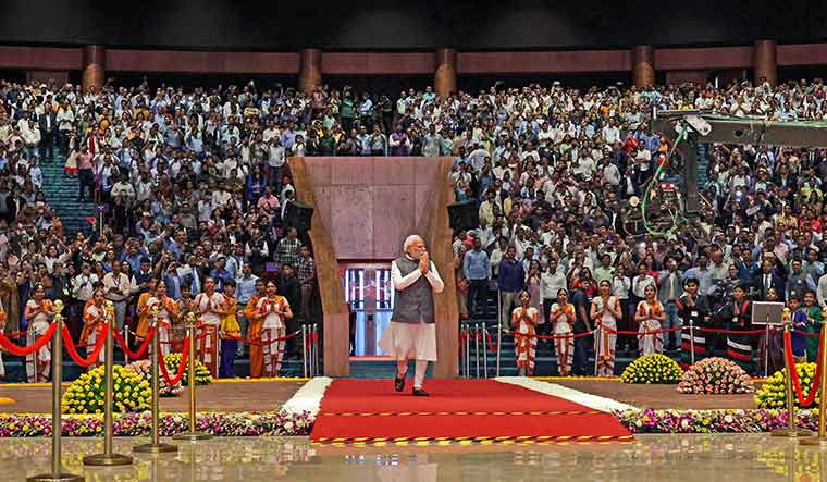 Centre of attraction: Prime Minister Narendra Modi at the inauguration of the Bharat Mandapam, which hosts the G20 summit.