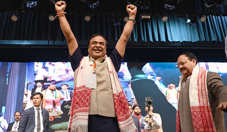 Leading from the front: Chief Minister Himanta Biswa Sarma greeting supporters during the BJP’s Assam executive meeting in Guwahati on January 10 | Salil Bera