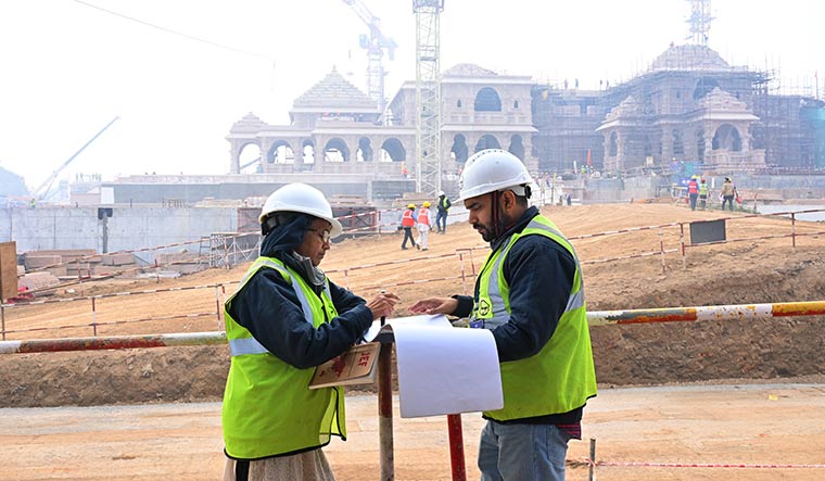 Making history: L&T’s Kowsalya T.S. (left) and Abhishek Nigam, who are part of the Ram Mandir project team.