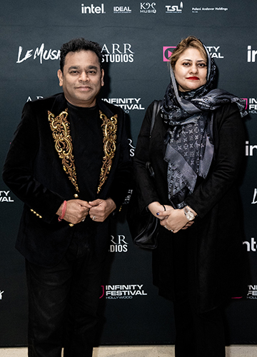 The maestro and the muse: Rahman with his wife, Saira, at the North America premiere of Le Musk in Los Angeles in November 2022 | Getty Images