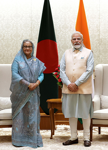 Happy times: File picture of Sheikh Hasina with Prime Minister Narendra Modi | PIB