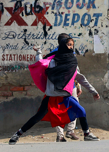 Last stand: An anti-government protester in Srinagar. Abrogation of Article 370 was a key element of the BJP’s ideological agenda | PTI