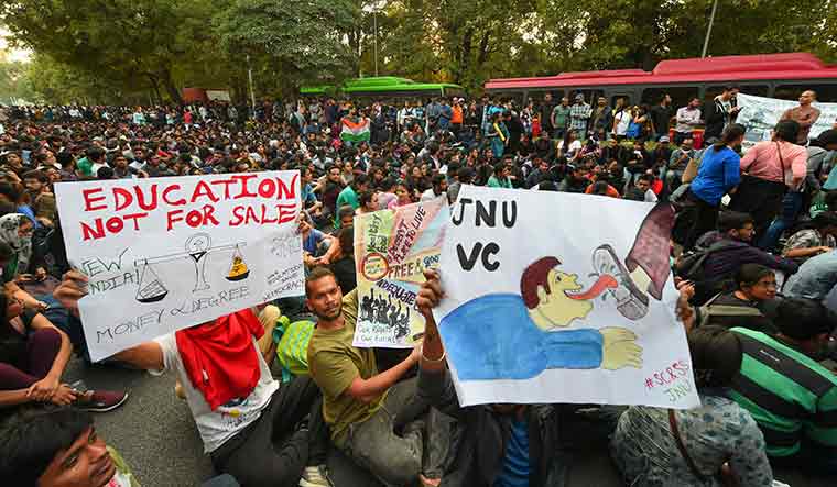 Final bastion: JNU students on strike against fee hike. The university continues to be a citadel of anti-right forces | PTI