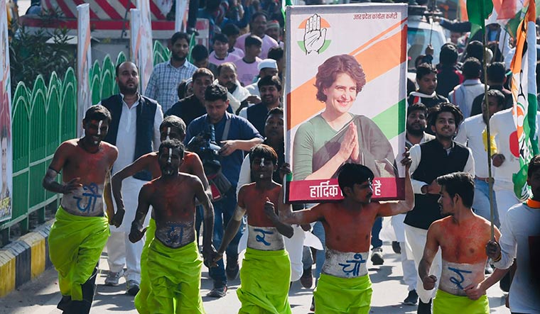 Show of strength: Thousands of enthusiastic Congressmen attended Priyanka’s roadshow.