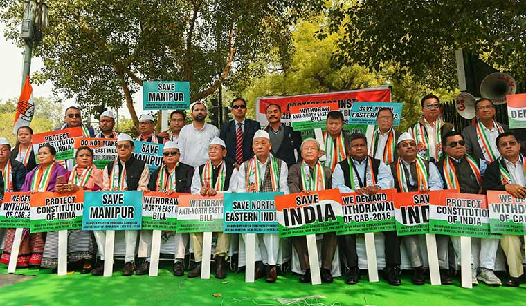 Fight to the finish: A Congress team from Manipur protesting the Citizenship Bill at Jantar Mantar in New Delhi | PTI