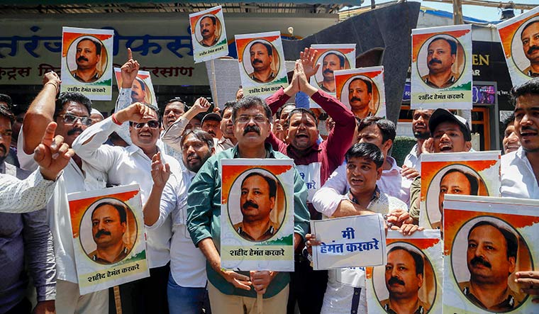 For the hero: NCP workers protesting Pragya’s comments against 26/11 martyr Hemant Karkare | PTI