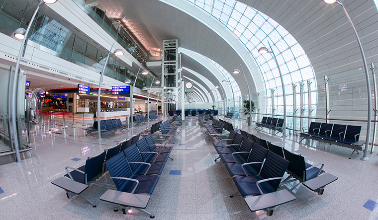 Sound of silence: An empty terminal at the Dubai airport (file image)