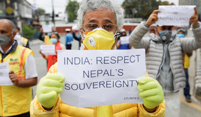 Anger politics: Nepali activists with anti-India placards | REUTERS