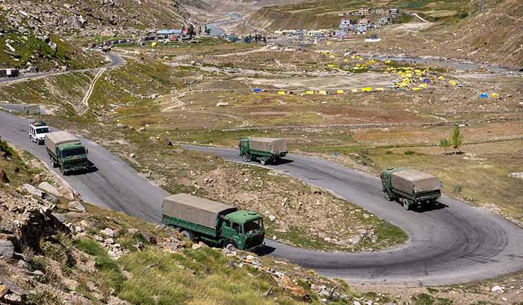 Steady build-up: An army convoy on its way to ladakh on september 20 | PTI