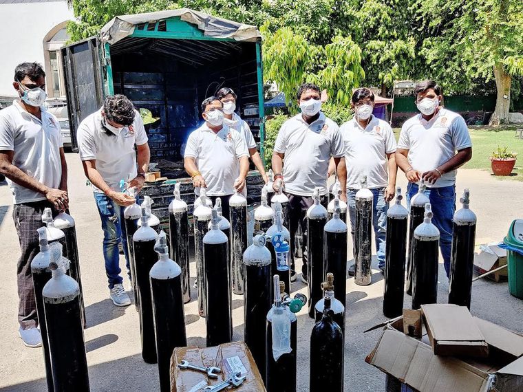 Ray of hope: Srinivas says his team uses oxygen cylinders on a rotational basis and does not hoard them.