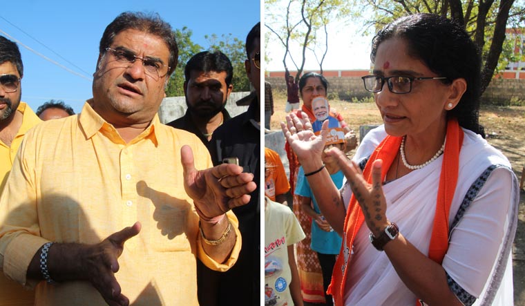 Face off: Samajwadi Party candidate Kandhal Jadeja; (right) BJP's Dheliben Maldebhai Odedara | Janak Patel