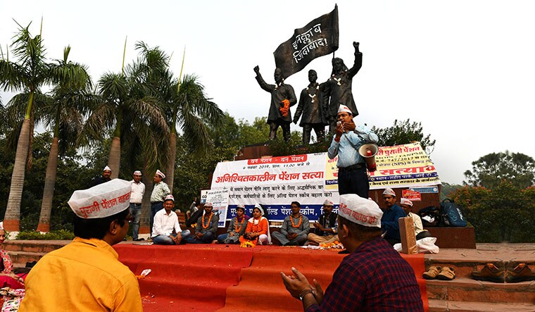 Fighting injustice: A protest against the National Pension System in Delhi in November 2019 | Sanjay Ahlawat