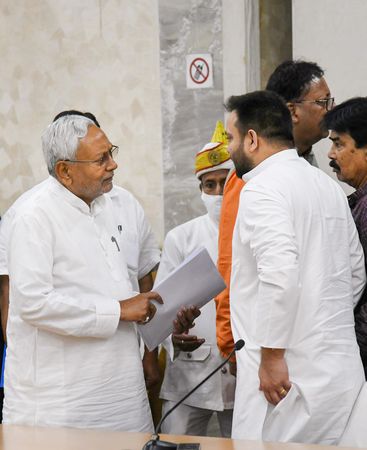 Planning mode: Bihar Chief Minister Nitish Kumar with RJD leader Tejashwi Yadav | PTI